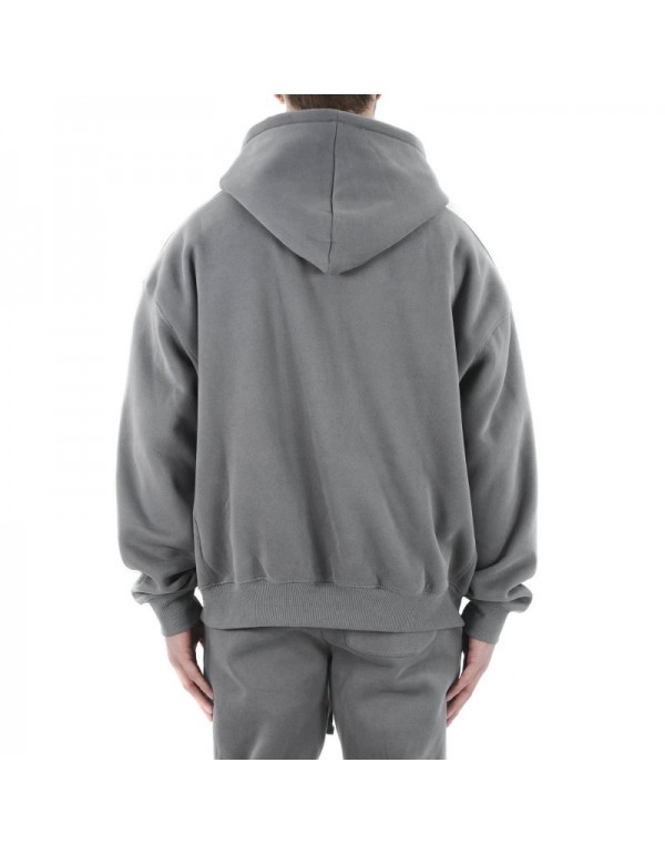 Men Basic Long Sleeve Single-breasted Solid Color Fleece-lined Hoodie