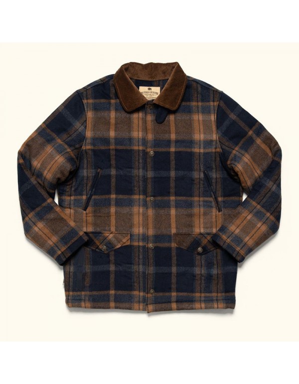 S-3XL Men Fashion Plaid Lapel Coat