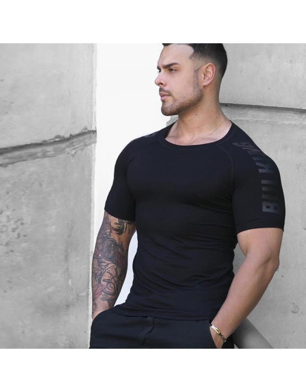 M-3XL Men Fashion Print Round Neckline Short-sleeve Slim Tee