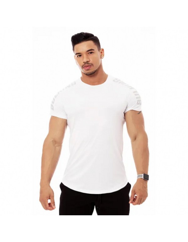 M-3XL Men Fashion Print Round Neckline Short-sleeve Slim Tee