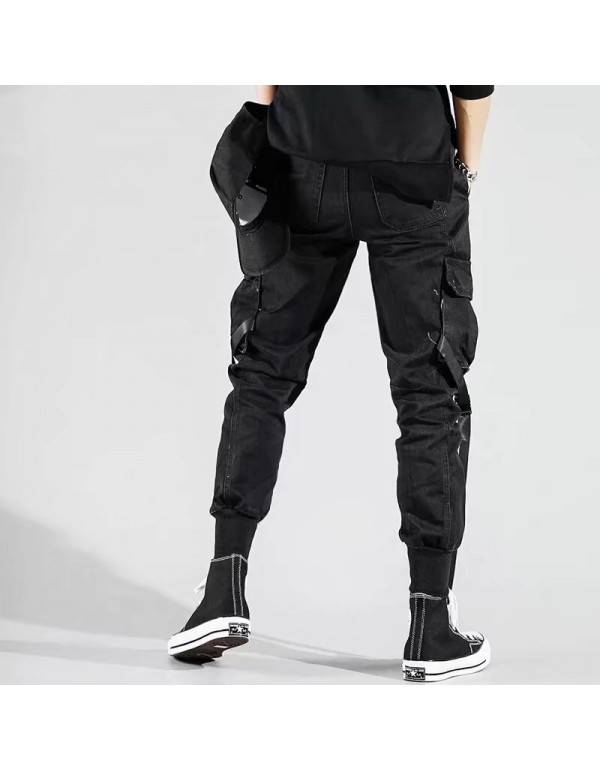 Men Casual Mid Waist Zipper Multi-pocket Design Jogger Cargo Pants