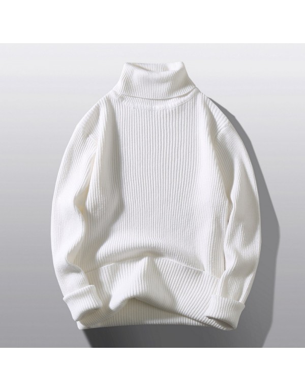 Men Casual Long Sleeve Turtle Neck Solid Color Loose Knitwear