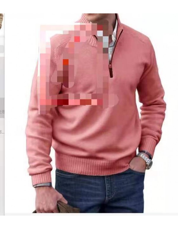 Men Casual Solid Color Stand Collar Long Sleeve Loose Top