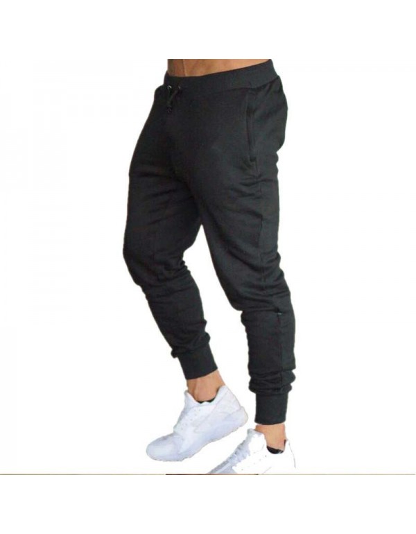 Men Fashion Solid Color Elastic Sports Pants