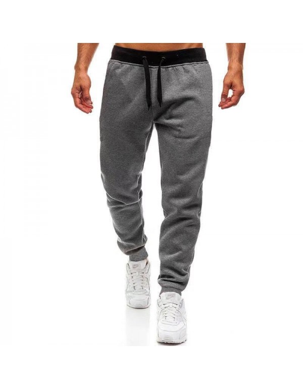 Men Fashion Solid Color Elastic Sports Pants