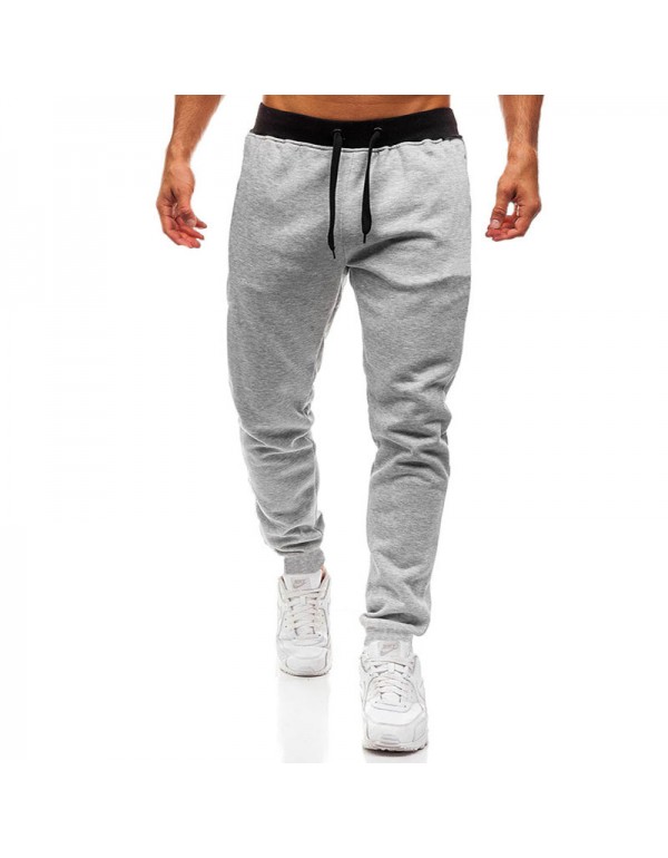 Men Fashion Solid Color Elastic Sports Pants