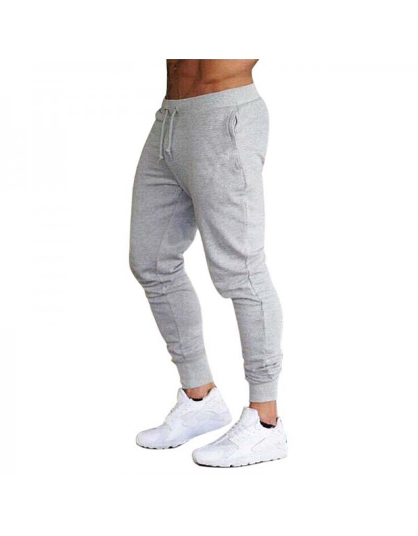 Men Fashion Solid Color Elastic Sports Pants