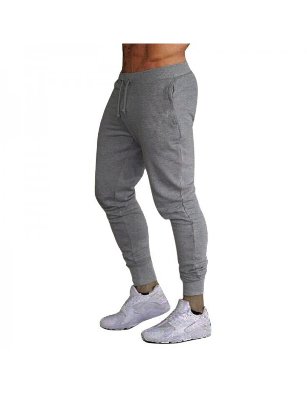 Men Fashion Solid Color Elastic Sports Pants