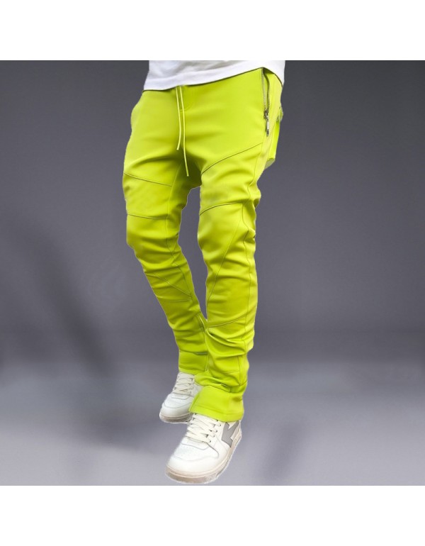 Men Casual Solid Color Elastic Slim Pants