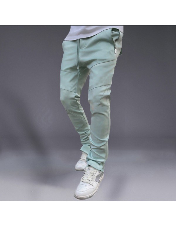 Men Casual Solid Color Elastic Slim Pants