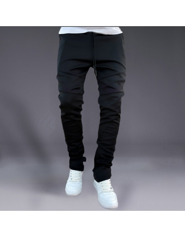 Men Casual Solid Color Elastic Slim Pants