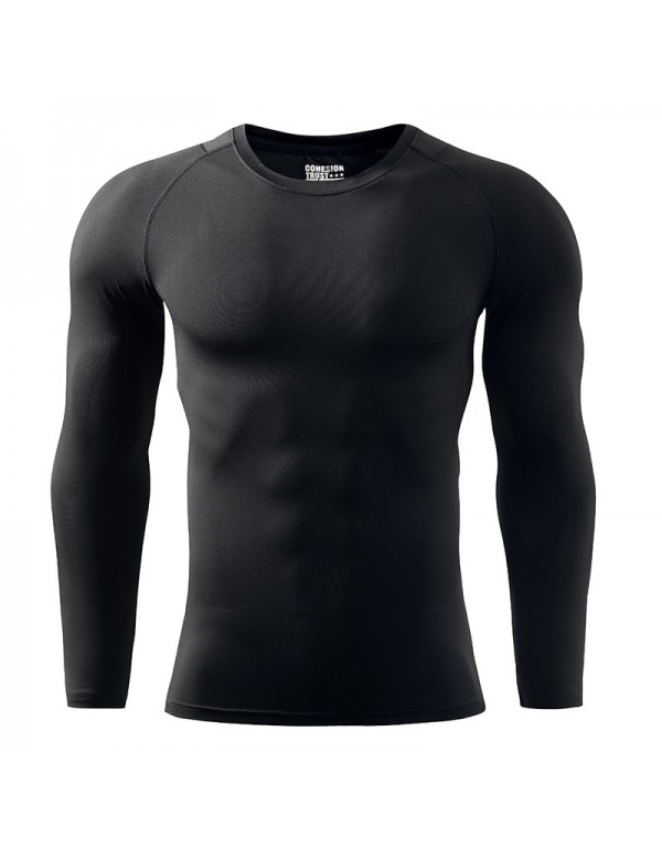 Men'S Casual Tight Elastic Sports Long-Sleeved Top And Trousers Two-Piece Suit