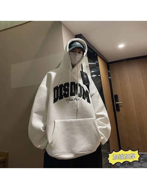 Men'S Casual Hooded Letter Print Loose Long-Sleeved Hoodies