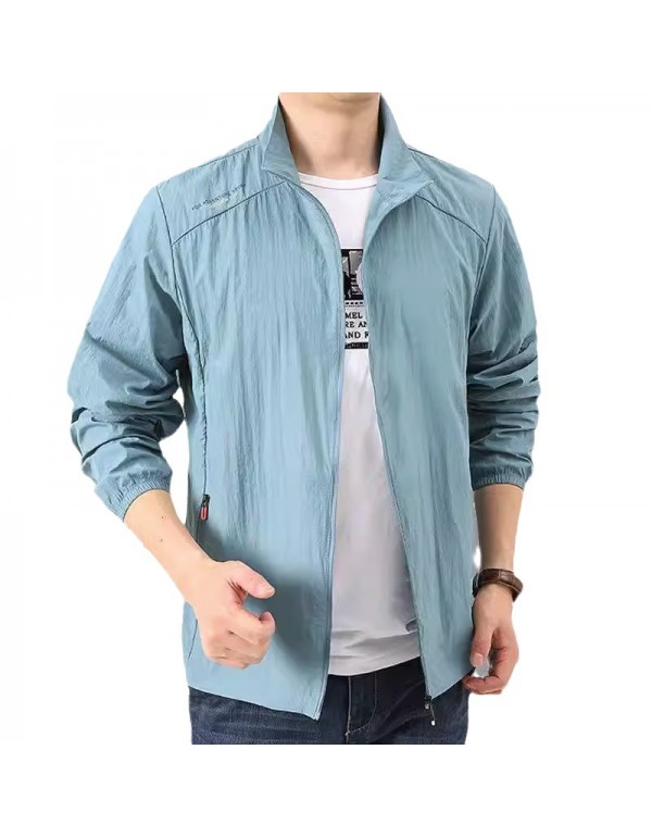 Men Casual Solid Color Large Size Loose Breathable Outdoor Quick-Drying Sports Jacket