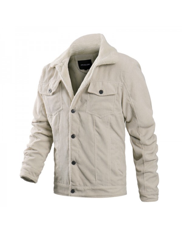 Men Autumn Winter Fashion Casual Simple Solid Color Single-Breasted Lapel Snap Coat