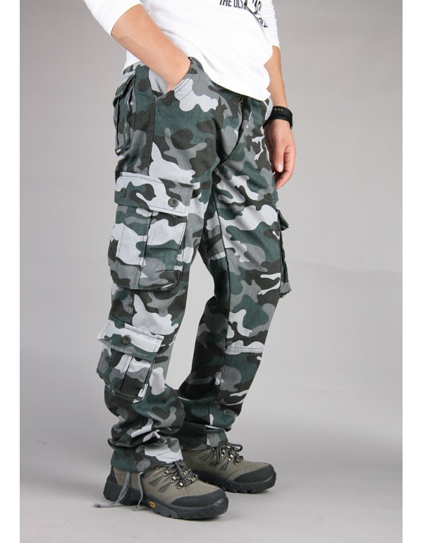 Men Fashion Casual Camouflage Print Plus Size Cargo Straight Pants