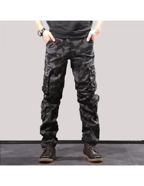 Men Fashion Casual Camouflage Print Plus Size Cargo Straight Pants