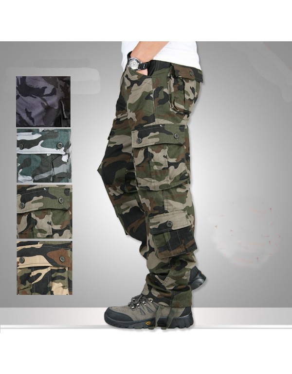 Men Fashion Casual Camouflage Print Plus Size Carg...