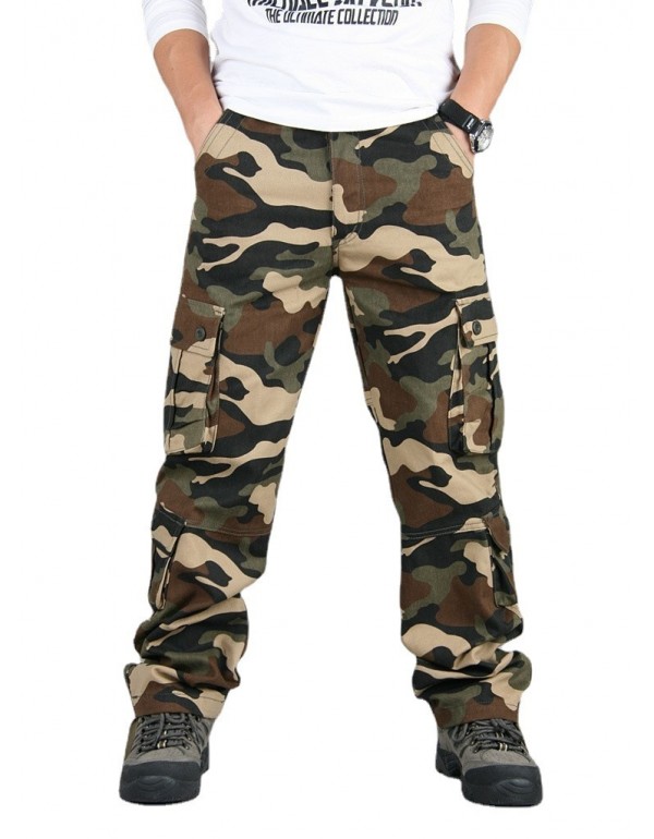 Men Fashion Casual Camouflage Print Plus Size Cargo Straight Pants