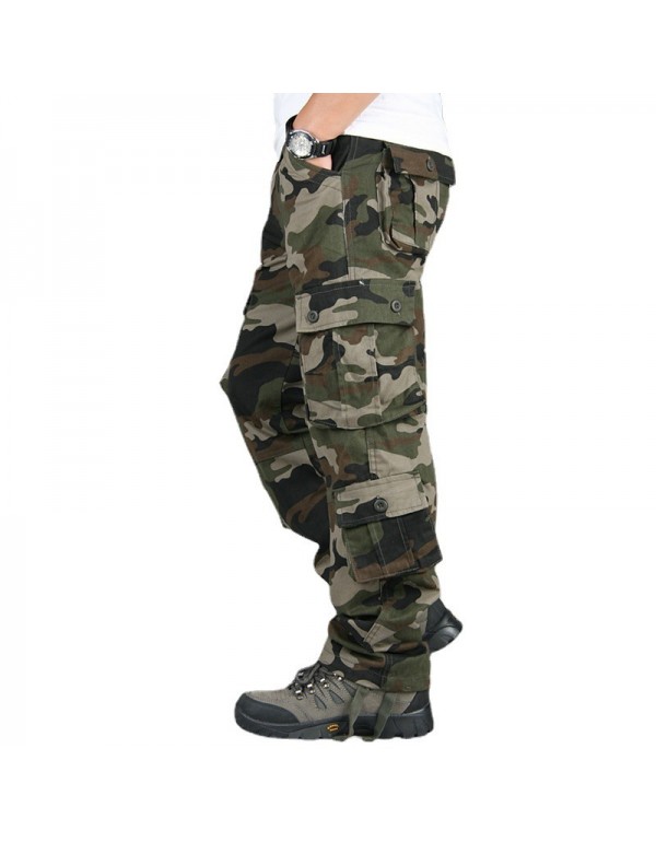 Men Fashion Casual Camouflage Print Plus Size Cargo Straight Pants