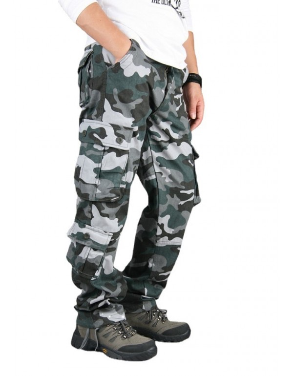 Men Fashion Casual Camouflage Print Plus Size Cargo Straight Pants