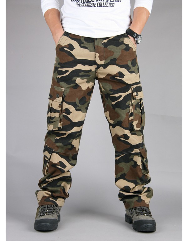 Men Fashion Casual Camouflage Print Plus Size Cargo Straight Pants