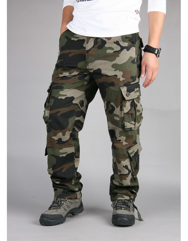 Men Fashion Casual Camouflage Print Plus Size Cargo Straight Pants