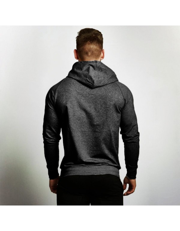 Men Spring Autumn Fashion Casual Sports Basic Versatile Solid Color Long Sleeve Hoodies