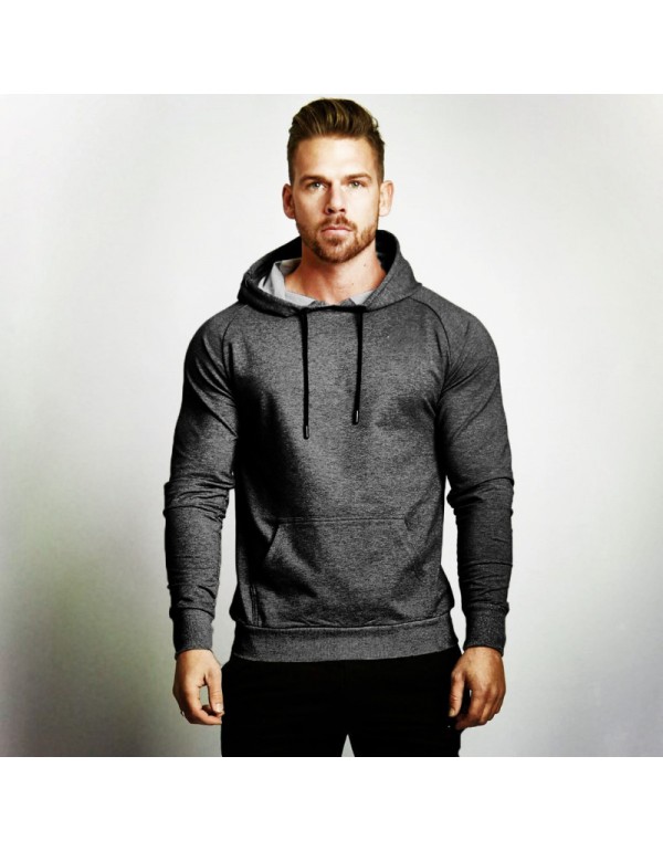 Men Spring Autumn Fashion Casual Sports Basic Versatile Solid Color Long Sleeve Hoodies