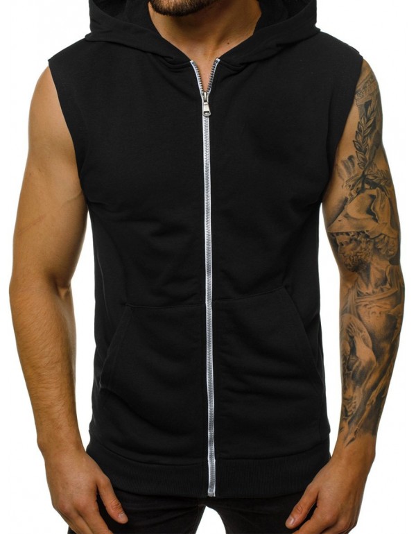 Outer Wear Men Summer Thin Fashion Fitness Sleeveless Vest Zipper Coat