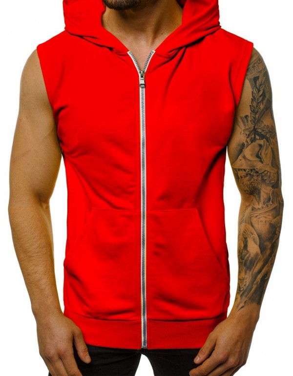 Outer Wear Men Summer Thin Fashion Fitness Sleeveless Vest Zipper Coat