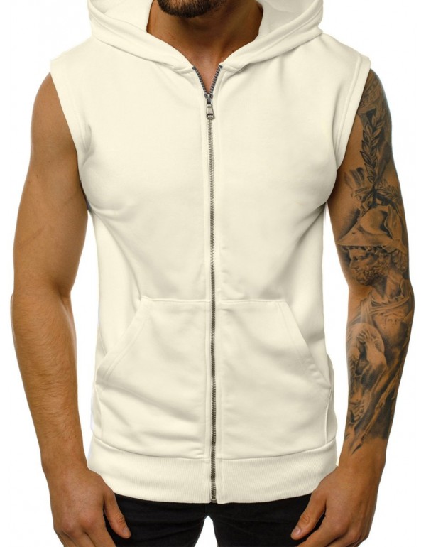 Outer Wear Men Summer Thin Fashion Fitness Sleeveless Vest Zipper Coat