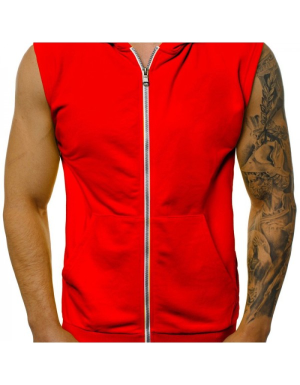 Outer Wear Men Summer Thin Fashion Fitness Sleeveless Vest Zipper Coat