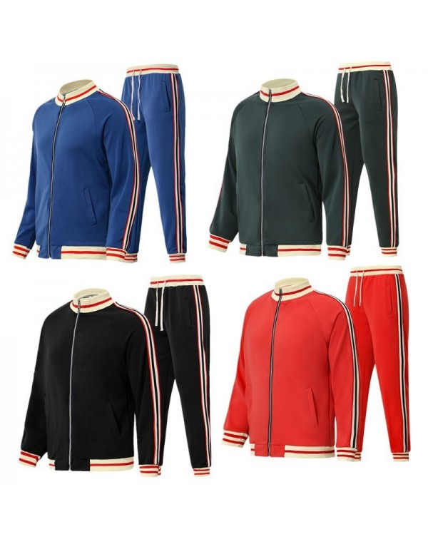 Men Spring Autumn Casual Sports Stripe Long Sleeve...