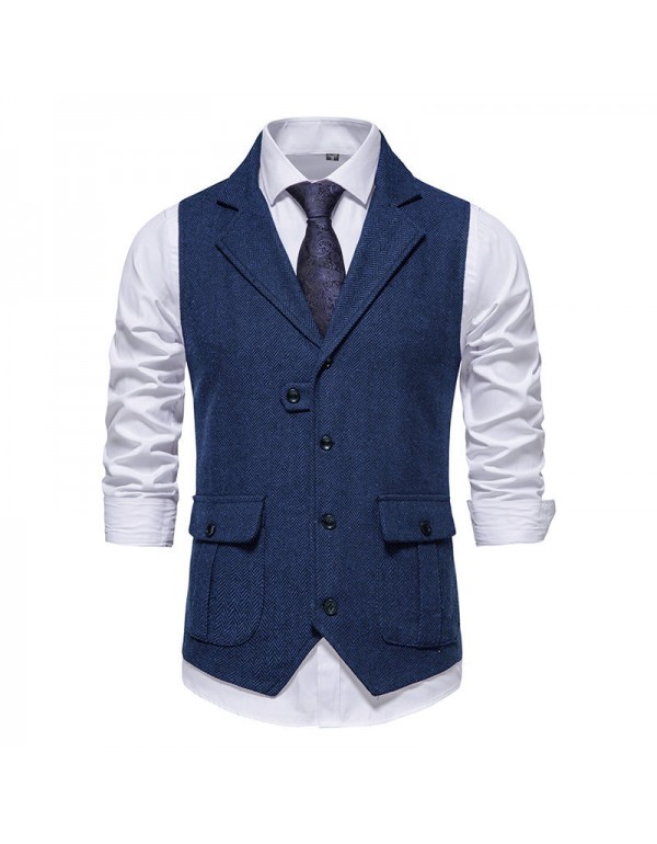 Men Fashion Business Casual Lapel Suit Vest