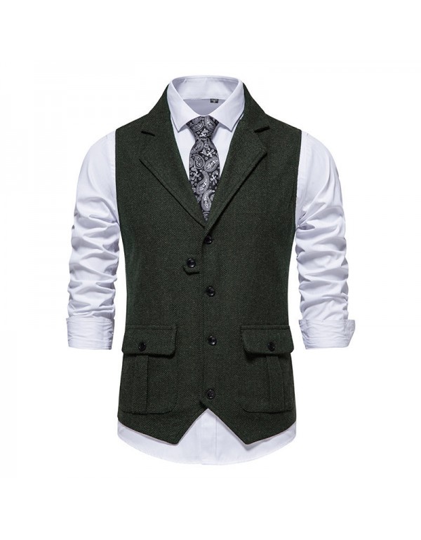 Men Fashion Business Casual Lapel Suit Vest