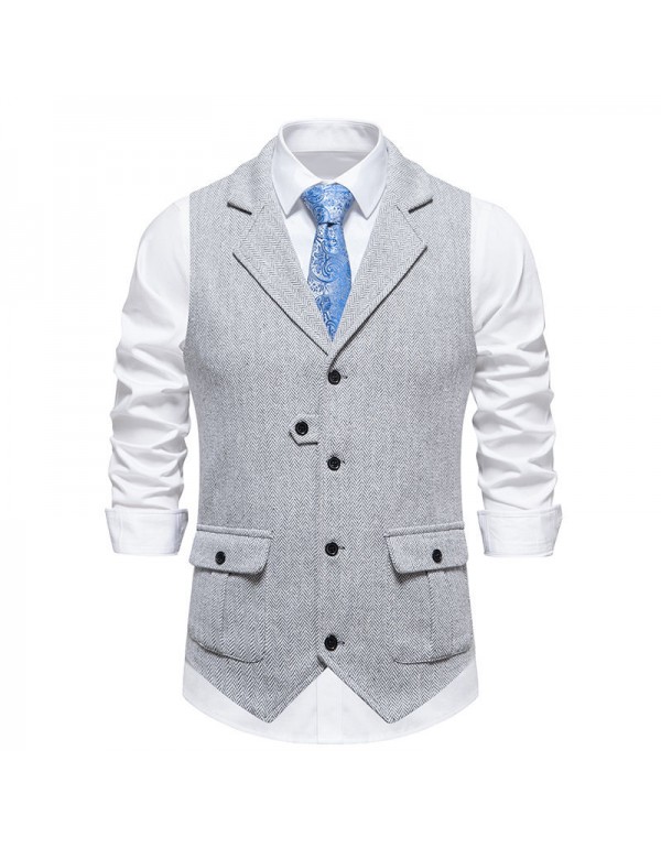 Men Fashion Business Casual Lapel Suit Vest