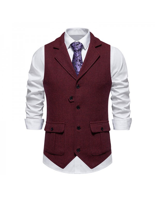 Men Fashion Business Casual Lapel Suit Vest