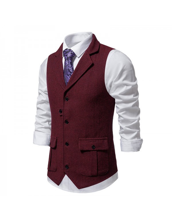 Men Fashion Business Casual Lapel Suit Vest