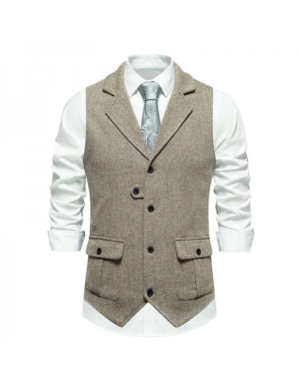 Men Fashion Business Casual Lapel Suit Vest