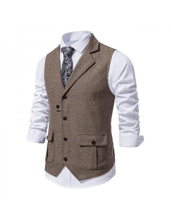 Men Fashion Business Casual Lapel Suit Vest