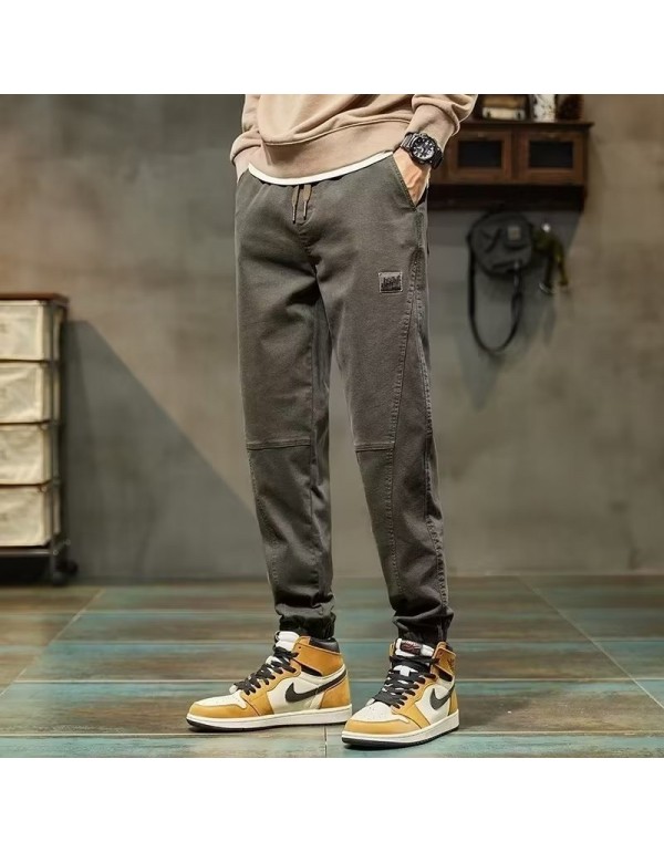 Men Spring Autumn Fashion Casual Solid Color Plus Size Jogger Cargo Pants