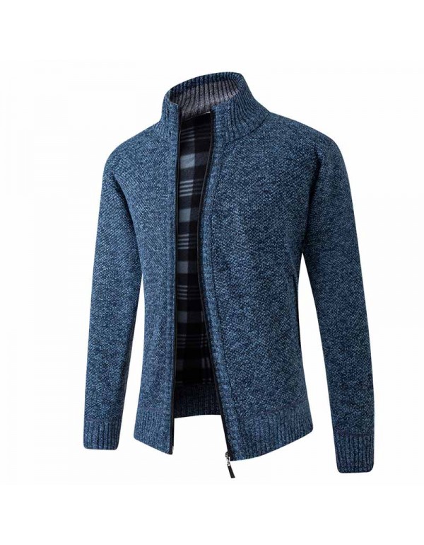 Men Autumn Winter Fashion Casual Solid Color Long Sleeve Turtle Neck Knitwear Coat