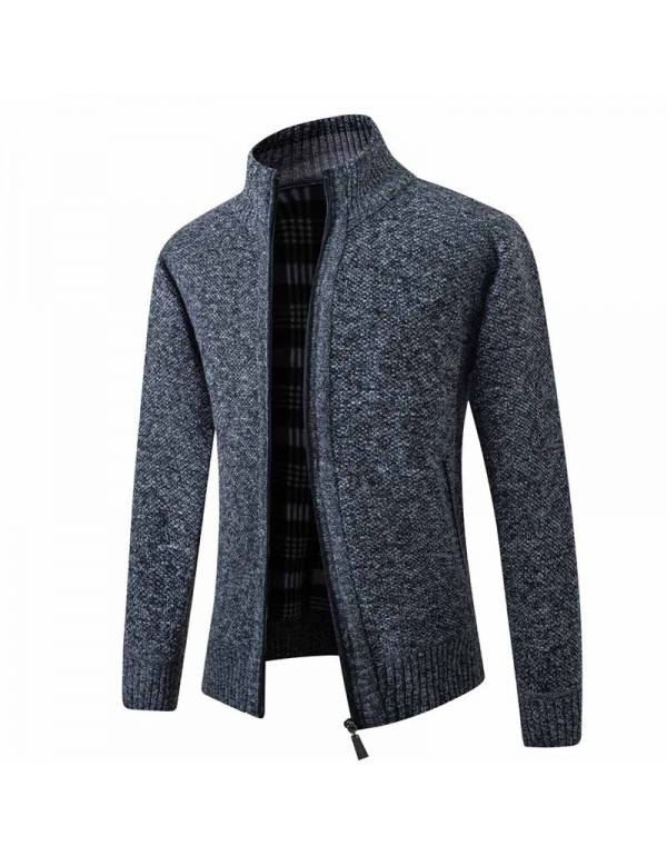 Men Autumn Winter Fashion Casual Solid Color Long Sleeve Turtle Neck Knitwear Coat