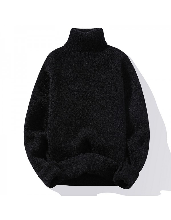 Men Autumn Winter Basic Casual Solid Color Long Sleeve Turtle Neck Knitted Sweater