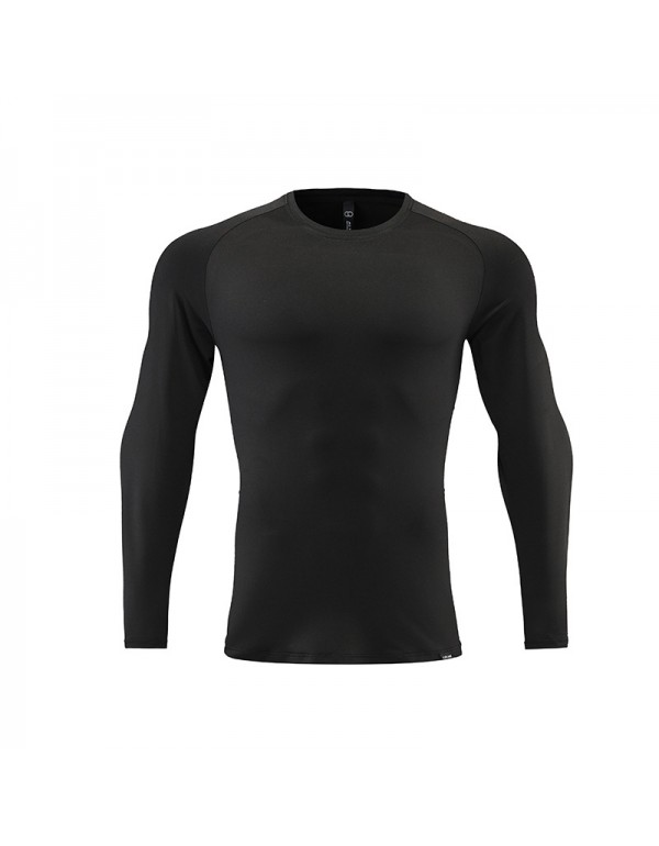 Men Casual Training Quick Dry Solid Color Sports Long Sleeve T-Shirt