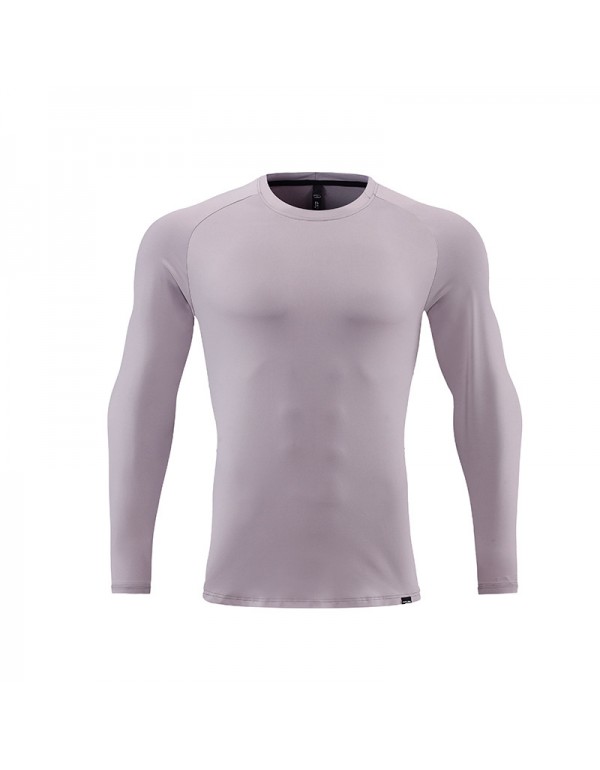 Men Casual Training Quick Dry Solid Color Sports Long Sleeve T-Shirt