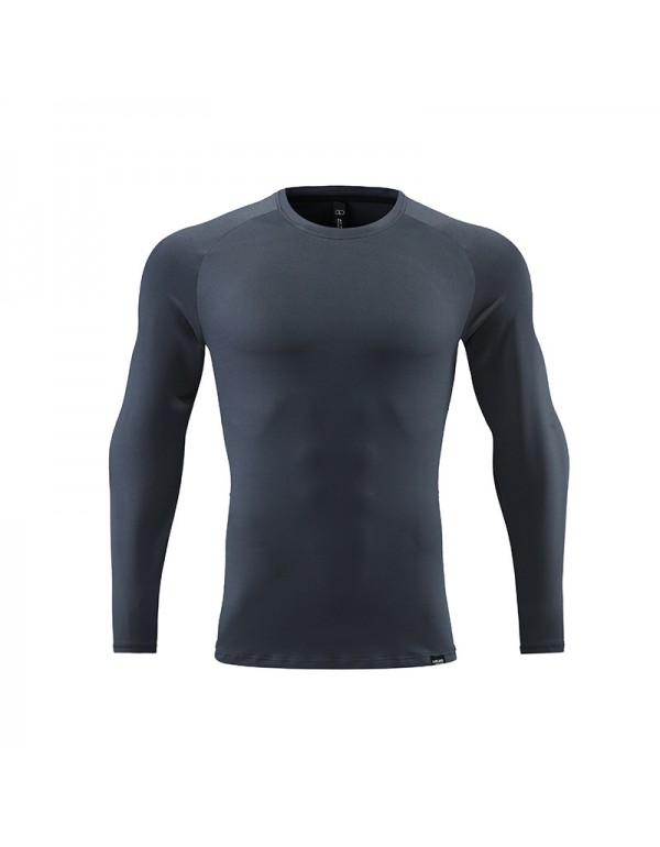 Men Casual Training Quick Dry Solid Color Sports Long Sleeve T-Shirt