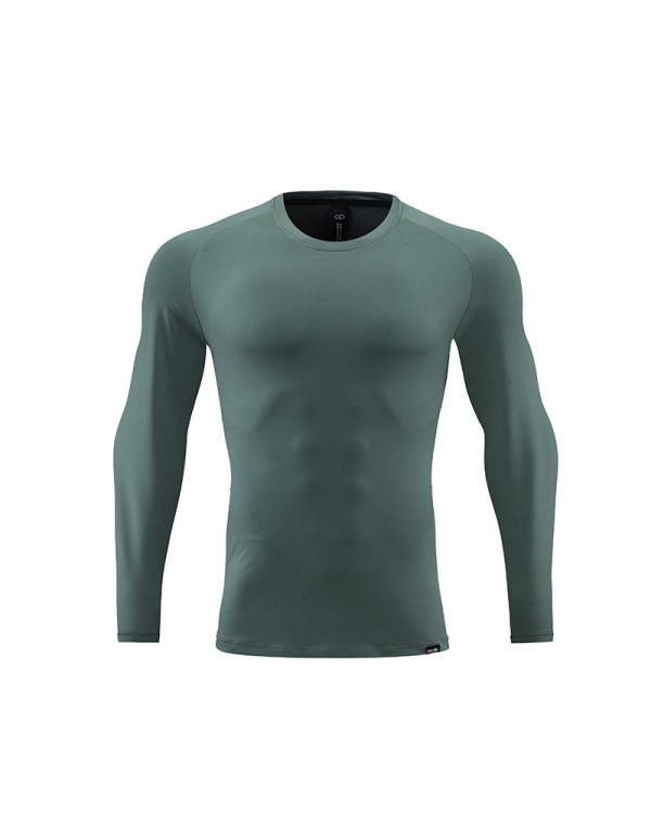 Men Casual Training Quick Dry Solid Color Sports Long Sleeve T-Shirt