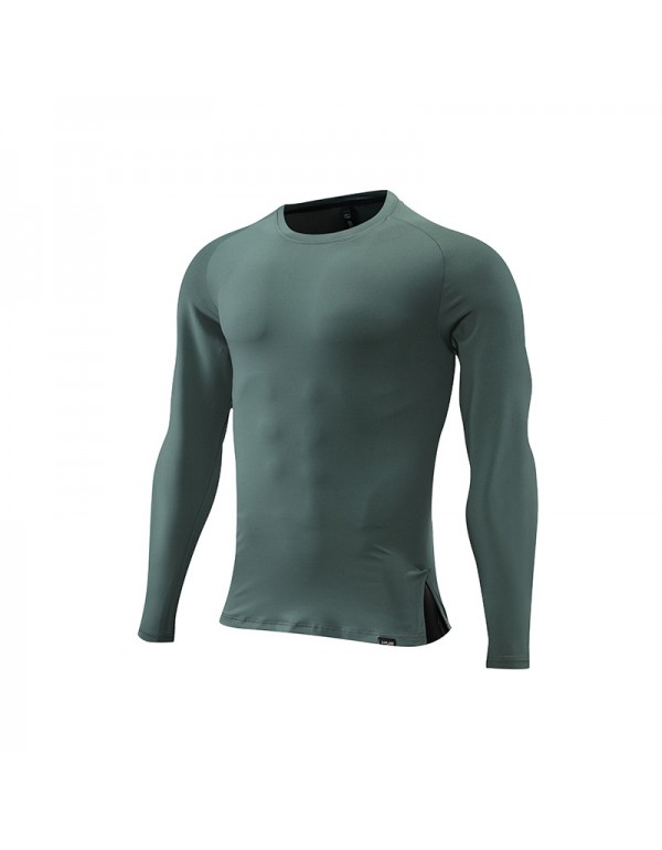 Men Casual Training Quick Dry Solid Color Sports Long Sleeve T-Shirt